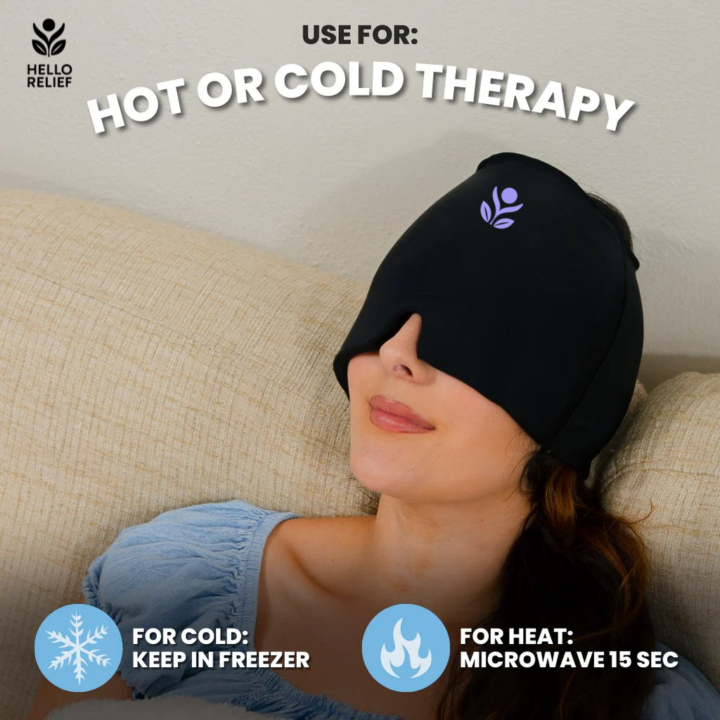 Migraine Relief | Comfortable & Stretchy Ice Cap with Cold Compress